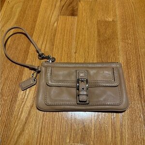 Coach Tan Leather Wristlet Clutch